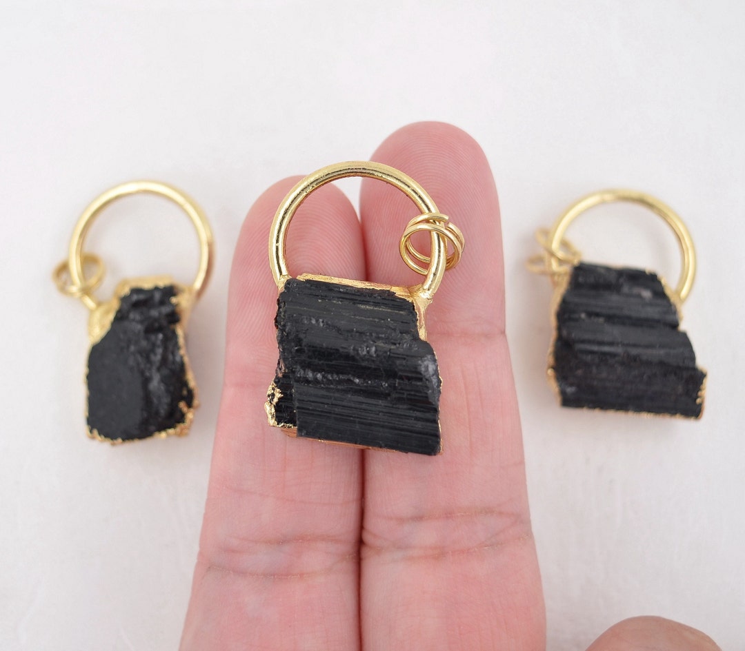 Raw Black Tourmaline Pendant for Necklace ,black Tourmaline Pendant Jewelry Findings,jewelry