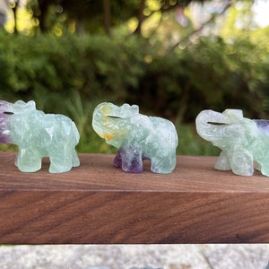 1.5 &quot; Carved  fluorite elephant , carved fluorite Animal, Gemstone elephant Sculpture , fluorite elephant carving,  Home Decor