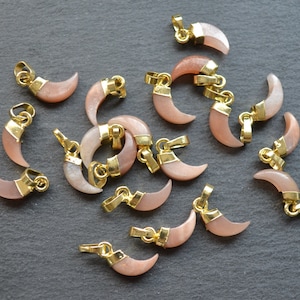 Mini Sunstone horn shape Pendant with Gold Electroplated Edges, crystal jewelry pendants