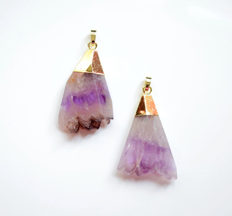 Nature amethyst crystal agate Pendant with Gold Electroplated Edges amethyst Jewelry Findings For Jewelry