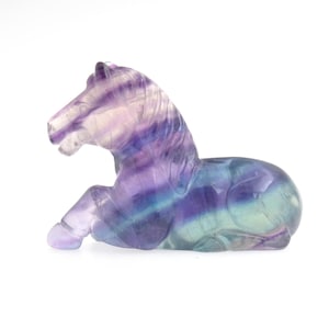 2 inch Carved crystal horse , carved Crystal Animal, Gemstone fluorite horse Sculpture ,horse carving,  Home Decor, healing crystal