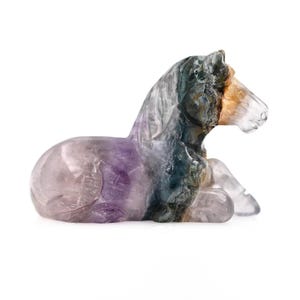 2&quot; Carved crystal horse , carved Crystal Animal, Gemstone fluorite horse Sculpture ,horse carving,  Home Decor, healing crystal,B0106