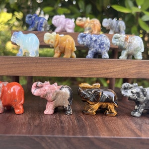 1.5 " Carved crystal elephant , carved Crystal Animal, Gemstone elephant Sculpture , elephant carving,  Home Decor, healing crystal