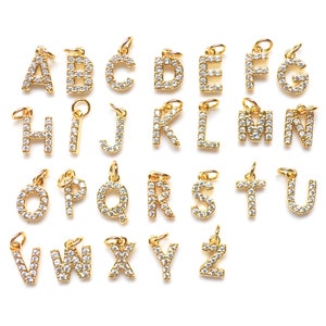Mini Gold plating Pave CZ Anfangsbuchstabe Anhänger mit, Goldbuchstabe Charme