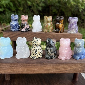 1.5 &quot; Nature crystal cat , carved Crystal Animal, Gemstone cat Sculpture , catcarving,  Home Decor, Crystal Gift