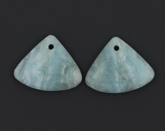1 Pair/ Semi precious stone for jewelry ,fan shape blue hemimorphite earring beads ,matched gemstone earring pair ,20*16*4 mm,3.7g ,A17D110