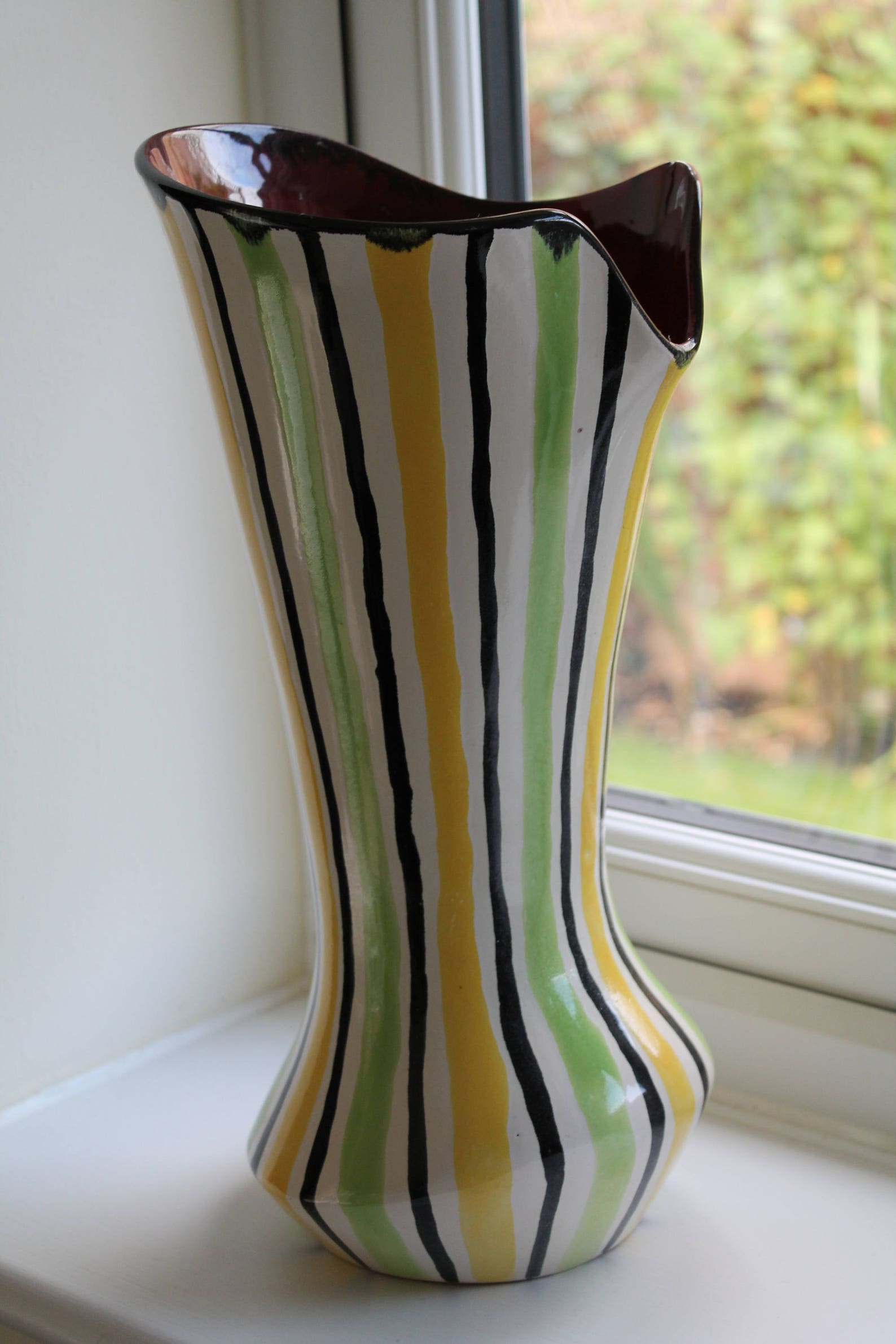Tall 1950's Striped Vase Etsy