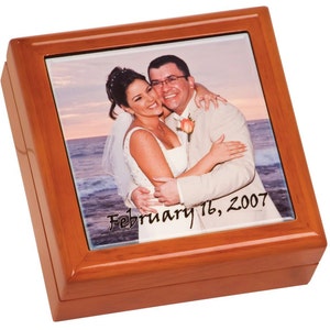 Caja de joyas personalizada Madera real con foto personalizada imagen 2