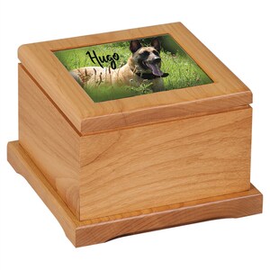 Personalized Pet Urn- Wood With Your Dog&#39;s Photo!
