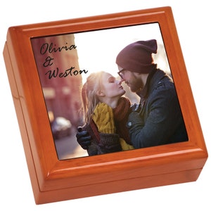 Personalized Jewelry Box Real Wood With Custom Photo image 1