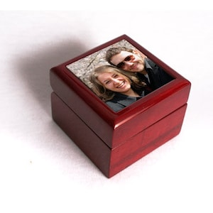 Ring Box For Wedding Ceremony Real Wood With Photo image 1