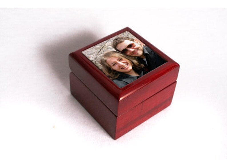 Ring Box For Wedding Ceremony Real Wood With Photo image 1