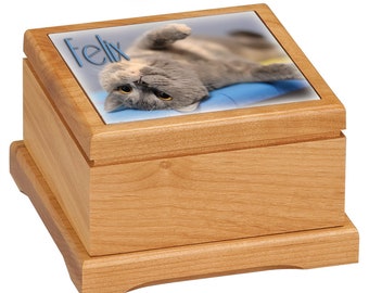 Pet Urn- Real Wood With Personalized Photo!