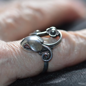 Vintage Danish C A Christiansens silver floral ring, size M (US 6),  beautiful Scandinavian mid-century modern silver jewellery