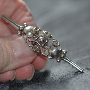 Vintage Danish Henry Roland silver bar brooch, sterling 1960s, beautiful mid-century modern Scandinavian silver jewellery