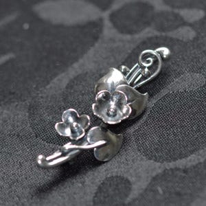 Vintage Danish G A F Baentsch sterling silver leaf and flower brooch, 1940s/50s, beautiful Scandinavian mid-century modern silver jewellery