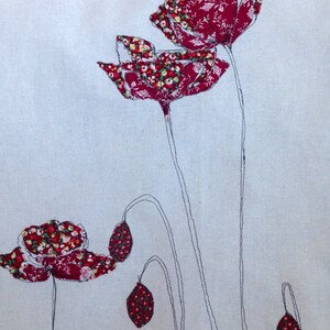 Embroidered Flowers...Handmade, Personalised, Made to Order embroidered Picture....Poppies image 2