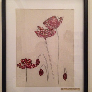 Embroidered Flowers...Handmade, Personalised, Made to Order embroidered Picture....Poppies image 3