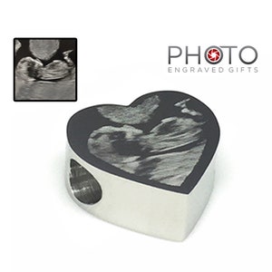 Ultrasound Baby Scan Photo Engraved Charm Sonogram 4D Scan Fits Most Euro Style Bracelets & Bangles Baby Shower Personalised Gift image 2