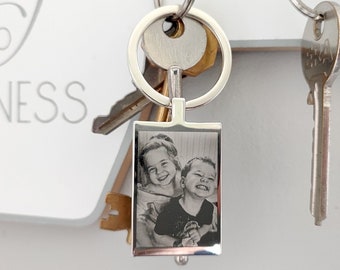 Personalised Photo Engraved Premium Keyring - Rectangle Keychain - Birthday Special Occasion Gift