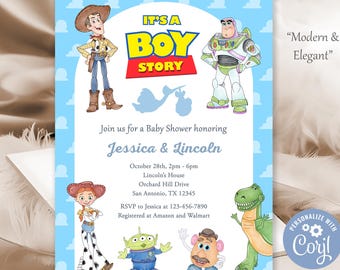 Toy Story baby shower Invitation, its a boy story, Baby shower Invitation, Personalized, Printable, Digital File, baby boy