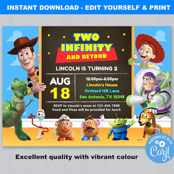 Two Infinity and Beyond Invitation, Two Infinity and Beyond Birthday Invitation, Two Infinity and Beyond Birthday Toy