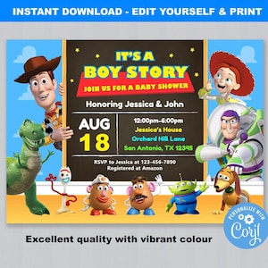 Toy Story baby shower Invitation, its a boy story, Baby shower Invitation, Personalized, Printable, Digital File, baby boy