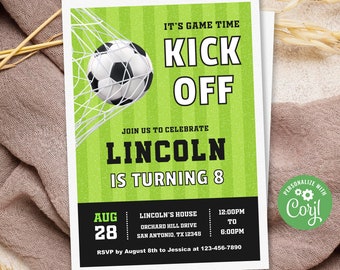 Soccer Birthday Invitation, Soccer Invitation, Soccer Invite