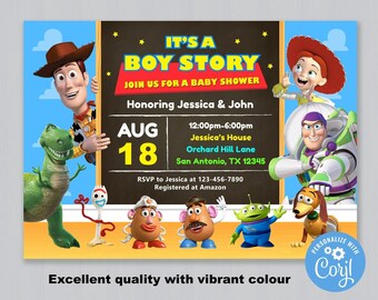 Toy Story baby shower Invitation, its a boy story, Baby shower Invitation, Personalized, Printable, Digital File, baby boy