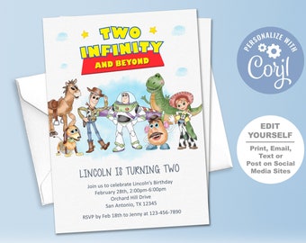 Two Infinity and Beyond Invitation, Two Infinity and Beyond Birthday Invitation, Two Infinity and Beyond Birthday Toy