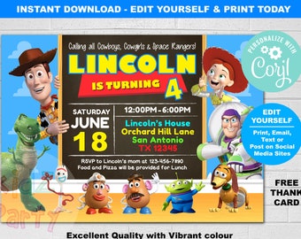 Toy Story Invitation, Toy Story Birthday Invitation, Toy Story Party, Digital Invitation, Editable