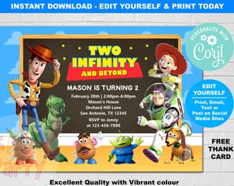 Two Infinity and Beyond Invitation, Two Infinity and Beyond Birthday Invitation, Two Infinity and Beyond Birthday Toy