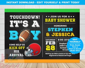 Football Baby Shower Invitation, Football Baby Shower Invite, Football Boy Baby Shower Invitation