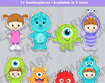 Monsters Cake topper, Monsters baby shower, Monsters birthday party, Monsters Theme Party, Monsters centerpiece cutout