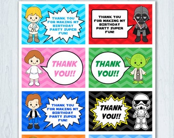 Star Wars Party Favor Tags - Thank You Tags, Birthday Party Favors, Star Wars Birthday | Editable Text - DIY Instant Download PDF Printable