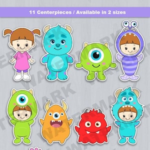 Monsters Cake topper, Monsters baby shower, Monsters birthday party, Monsters Theme Party, Monsters centerpiece cutout