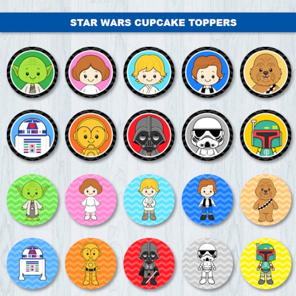 Star Wars Cupcake Toppers, Star Wars Cupcake Picks, Star Wars Party Supplies, Star Wars Birthday, Star Wars Birthday Supplies