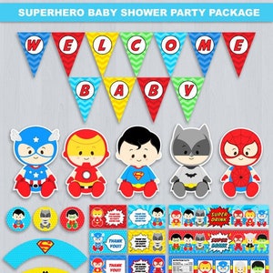 Superhero baby shower, Superhero baby shower party, Superhero baby shower decorations, Superhero baby shower party package image 1