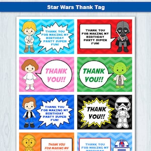 Star Wars Party Favor Tags - Thank You Tags, Birthday Party Favors, Star Wars Birthday | Editable Text - DIY Instant Download PDF Printable