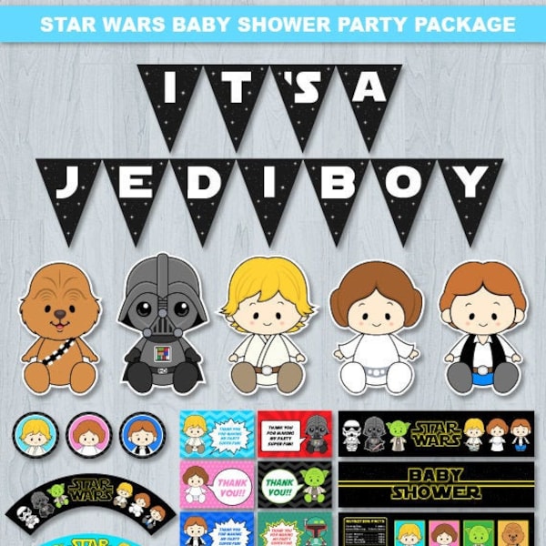 Star Wars Baby Shower, Star Wars Baby Shower Decoration, Star Wars Baby Shower Party Package, Star Wars Baby Shower Printables