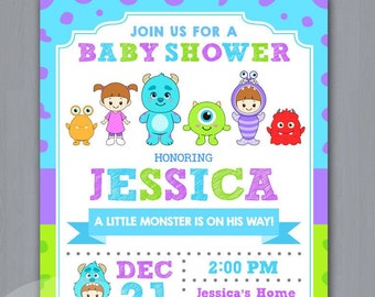 Monsters Baby Shower Invitations, Baby Shower Invite, Monster Baby Printable, Monster Baby shower invitation