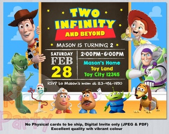 Two Infinity and Beyond Invitation, Toy Story 2nd Birthday Party Invitation, Toy Story Invitation, Age 2