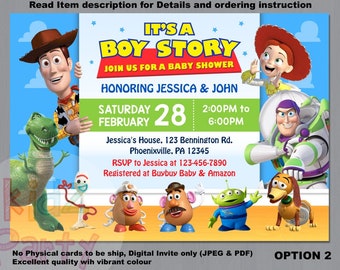 Invitación al baby shower de Toy Story, invitación a la historia del niño, Invitación al baby shower, Personalizada, Imprimible, Archivo digital, baby boy