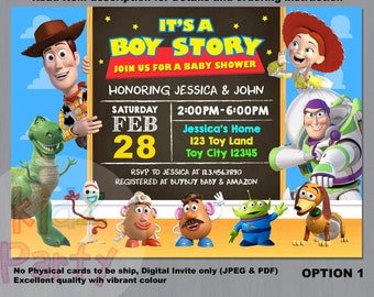 Toy Story baby shower Invitation, its a boy story, Baby shower Invitation, Personalized, Printable, Digital File, baby boy