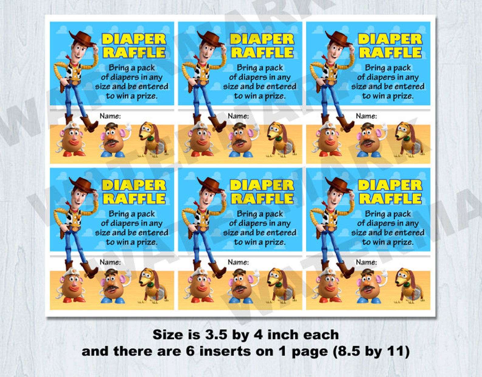 Toy Story Diaper Raffle & Book Insert Toy Story Book Insert Etsy