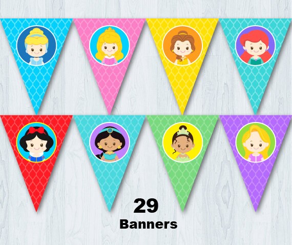 Disney Princess Birthday Party Banner Princess Birthday | Etsy