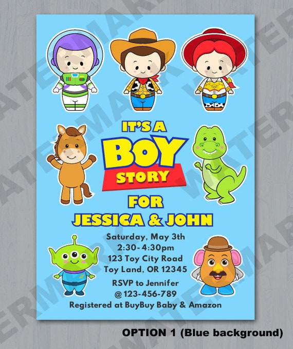 its a boy story baby shower invitations