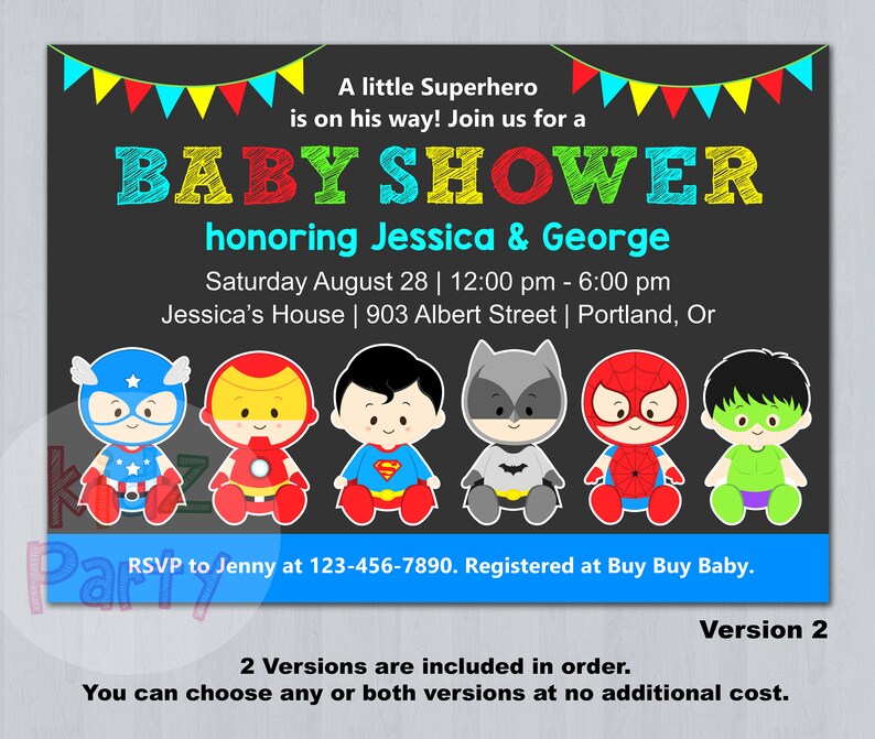 Superhero Baby Shower Invitation Super Hero Baby Shower Etsy