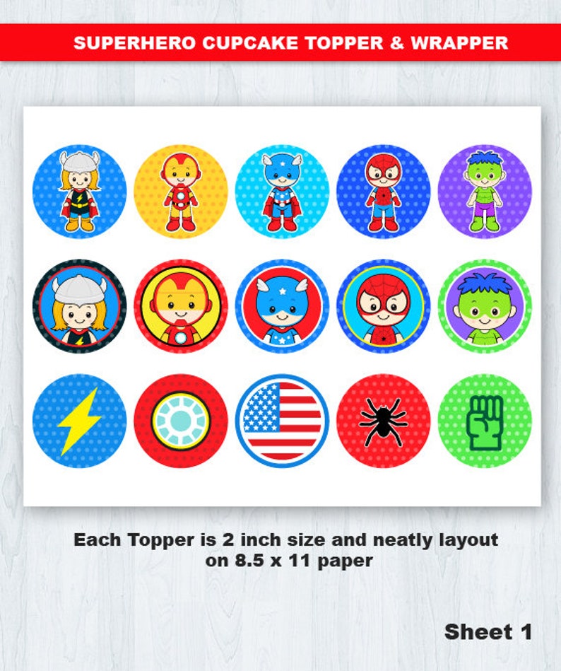 Superhero Cupcake toppers Super hero Superheroes cake Etsy México