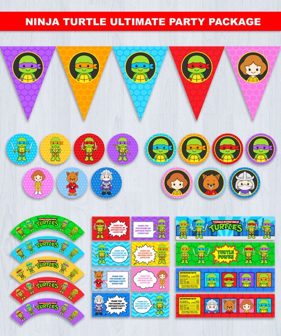 Ninja Turtle Birthday Party Pack Boy Girl Ninja Turtle Etsy